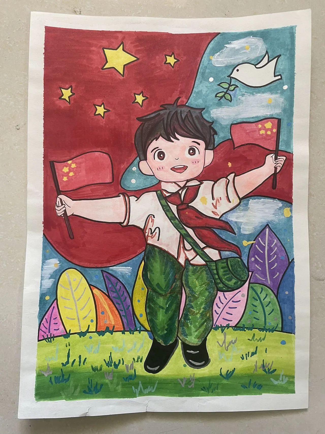 “中华民族一家亲 同心共绘中国梦”绘画一等奖-第4张