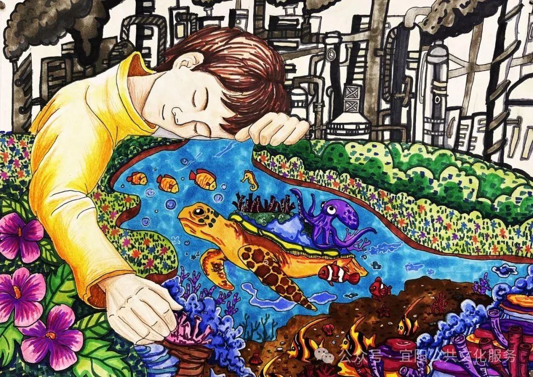 “守护美丽地球”世界地球日主题画-第1张
