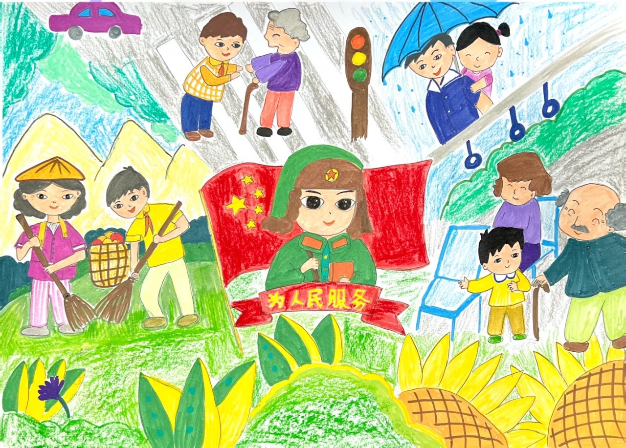 学雷锋树新风儿童画比赛优秀作品-第5张