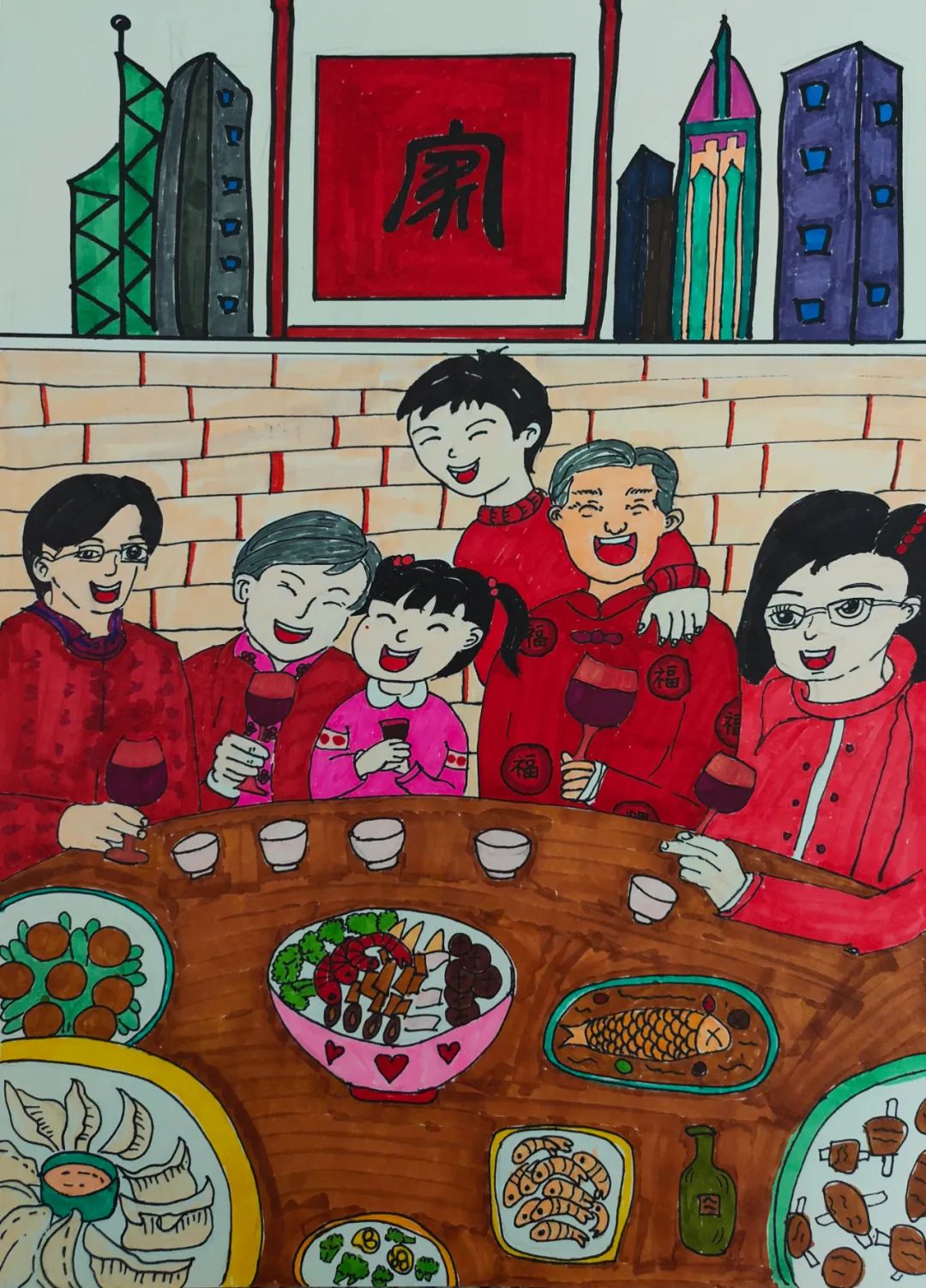 《家规家训家风》二年级小学生绘画作品-第2张