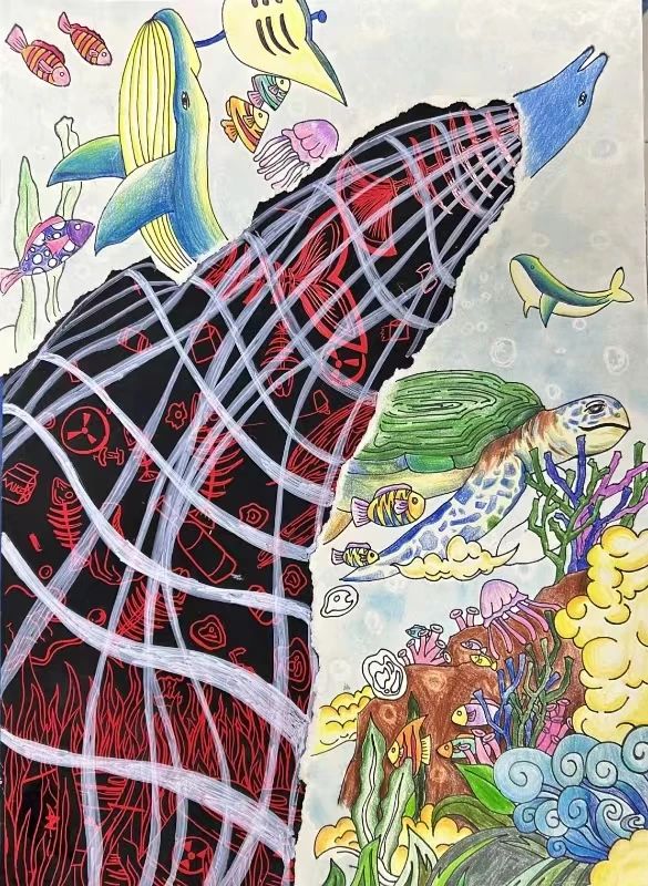 “守护海洋环境 共筑美好家园”世界环境日儿童绘画图片-第4张