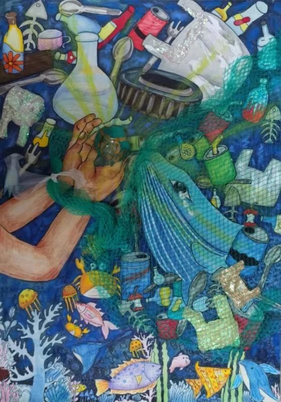 “守护海洋环境 共筑美好家园”世界环境日儿童绘画图片-第2张