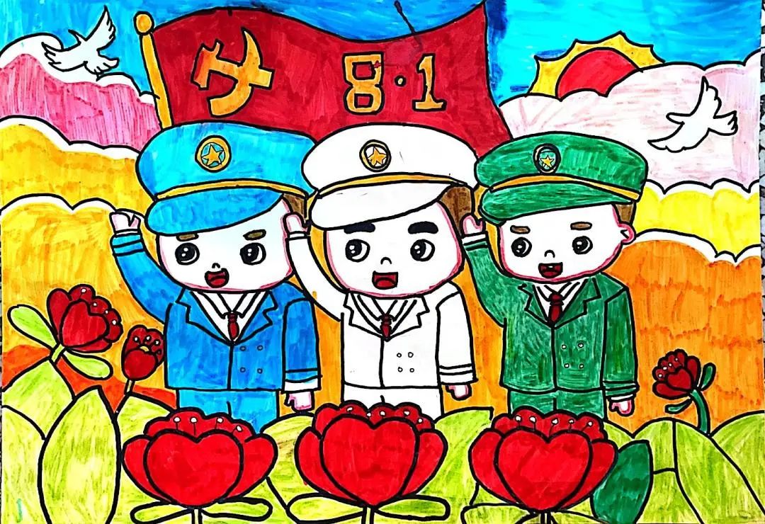“八一建军节 致敬最可爱的人”儿童画简单又好看-第6张
