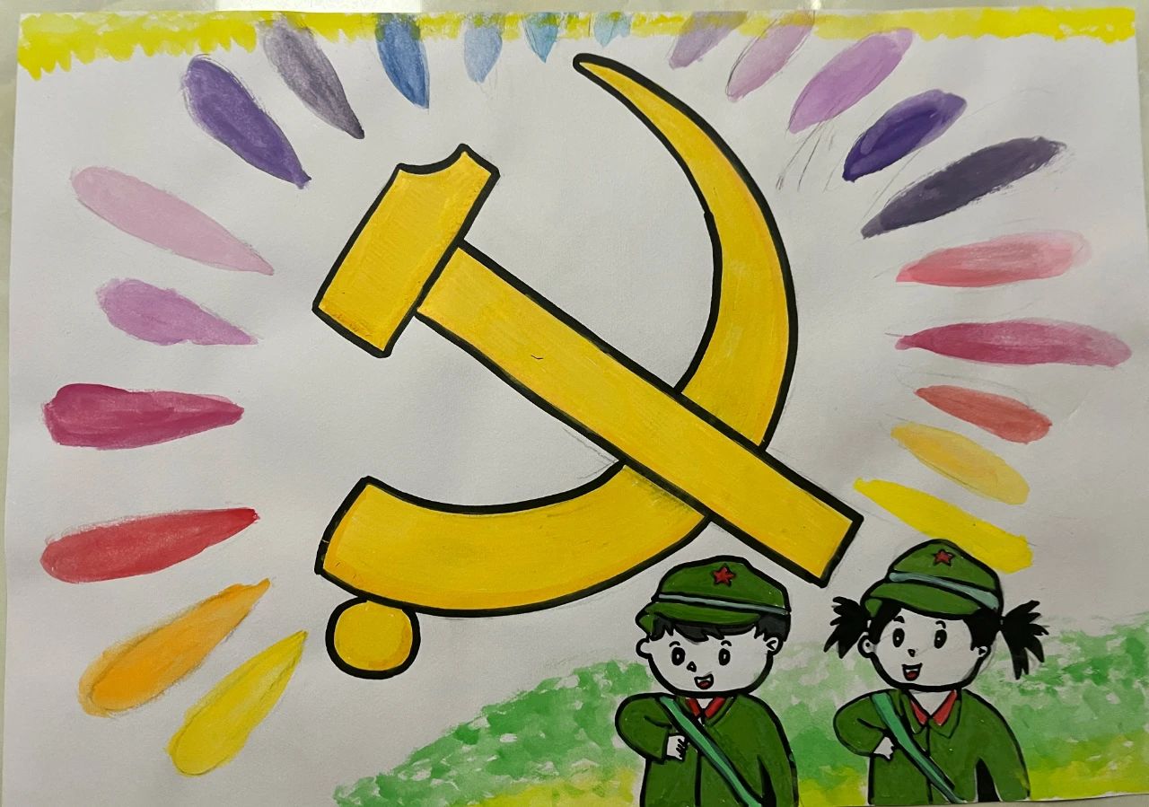 简单漂亮的“童心向党 共祝祖国75华诞”儿童画-第7张