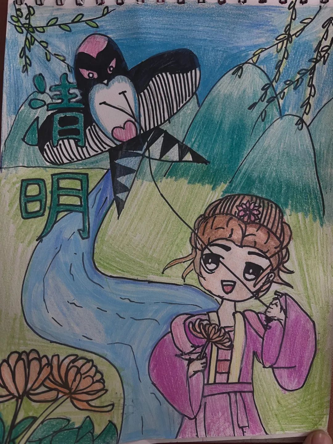 小学生清明节儿童画优秀作品8张