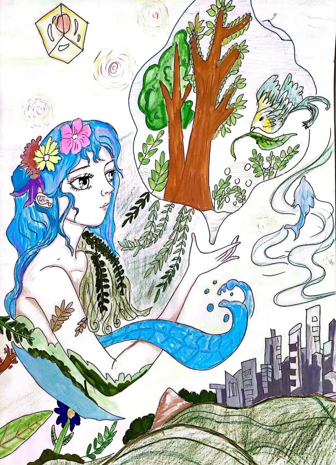 “保护地球 让生命更美好”地球日绘画二等奖作品-第2张