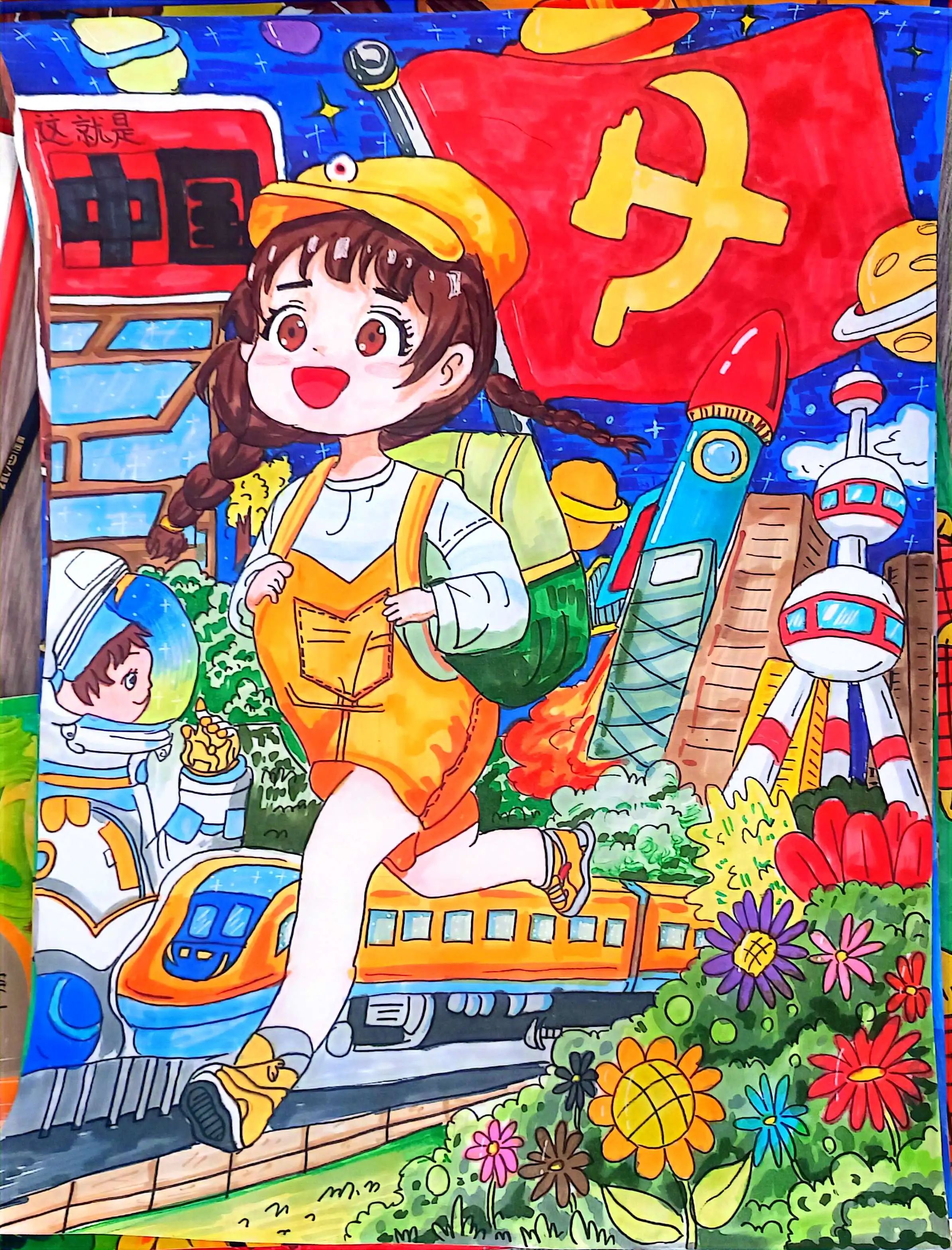 “童心向党 心向红领巾”优秀儿童画-第7张