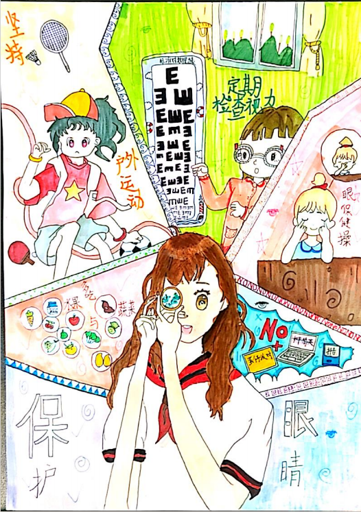 小学爱护眼睛的绘画第一名-第6张