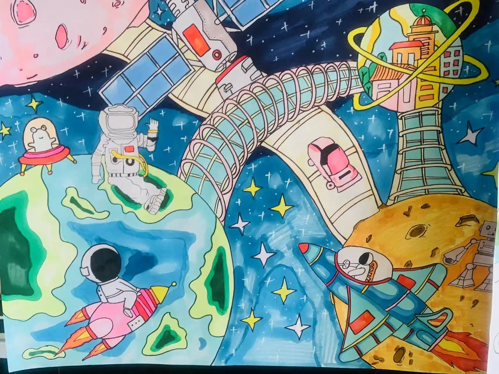 “科技点燃梦想 劳动创造未来”科学幻想绘画作品-第5张